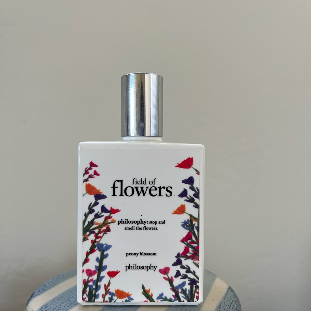 Philosophy Fragrance Bottle with White and Silver Accents